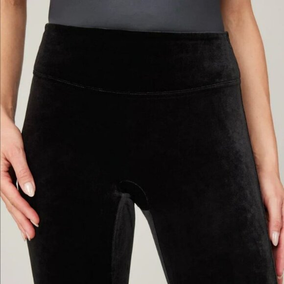 Spanx Velvet Velour High Waistband Compression Black Casual Leggins Size L - Picture 3 of 15